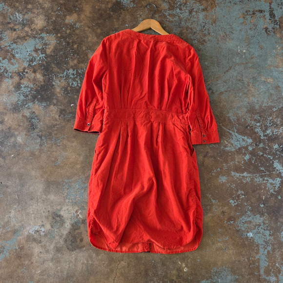 Anthropologie Maeve Anaheim Corduroy Shirtdress Size 10 Rust Orange Button Front - Picture 8 of 8